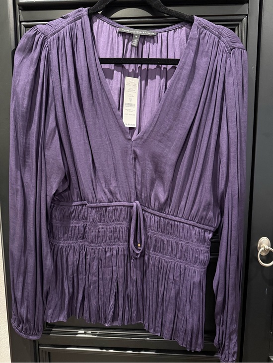 White House Black Market Tops - White House Black Market Lavender V-Neck Smocked Waist Blouse